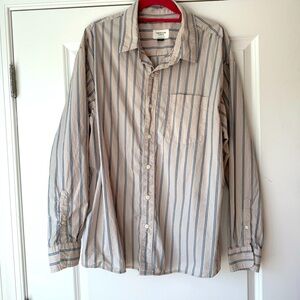 American Eagle Button-Up Shirt, Gray/Beige and blue, women’s, size XL, Oversized